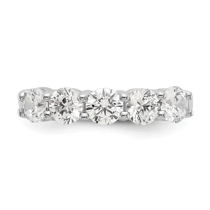 Goldia 133ct CZ Solid Real 14K White Gold 5Stone Wedding Band Ring Rings