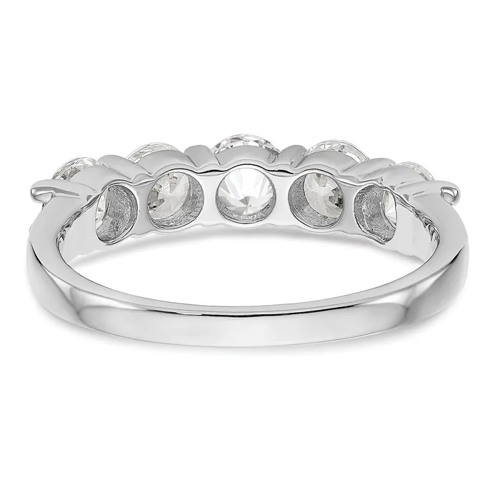 Goldia 133ct CZ Solid Real 14K White Gold 5Stone Wedding Band Ring Rings