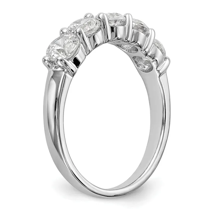 Goldia 133ct CZ Solid Real 14K White Gold 5Stone Wedding Band Ring Rings