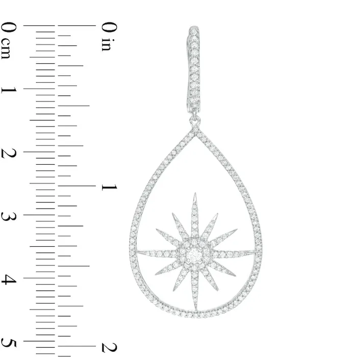Goldia 1 CT TW Diamond Starburst Drop Earrings in 14K White Gold Earrings Goldia 1 CT TW Diamond Starburst Drop Earrings in 14K White Gold Earrings