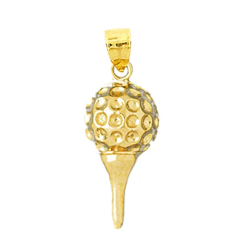 Goldia 14K Gold Golf Ball and Tee Pendant Necklaces