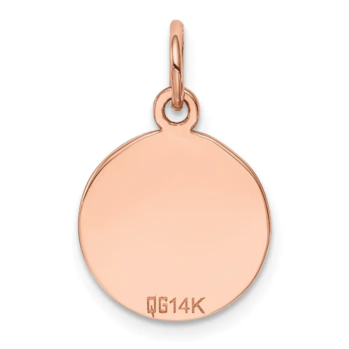 Goldia 14k Rose Gold Plain 027 Gauge Circular Engraveable Disc Charm Charm Necklaces