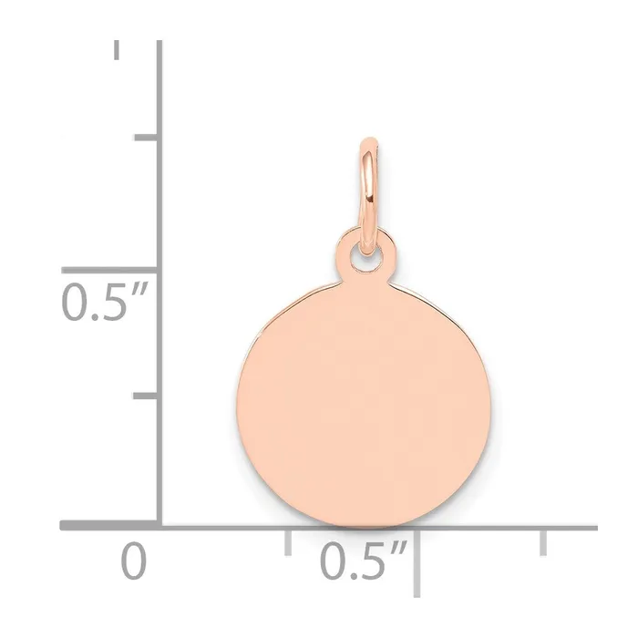 Goldia 14k Rose Gold Plain 027 Gauge Circular Engraveable Disc Charm Charm Necklaces