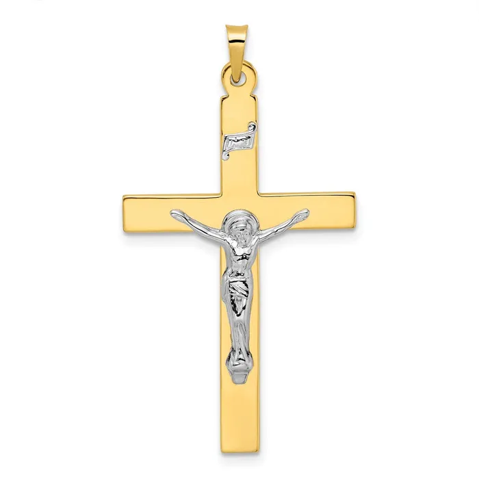 Goldia 14k Twotone Gold Solid INRI Crucifix Pendant Rings
