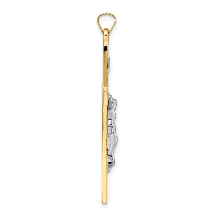 Goldia 14k Twotone Gold Solid INRI Crucifix Pendant Rings