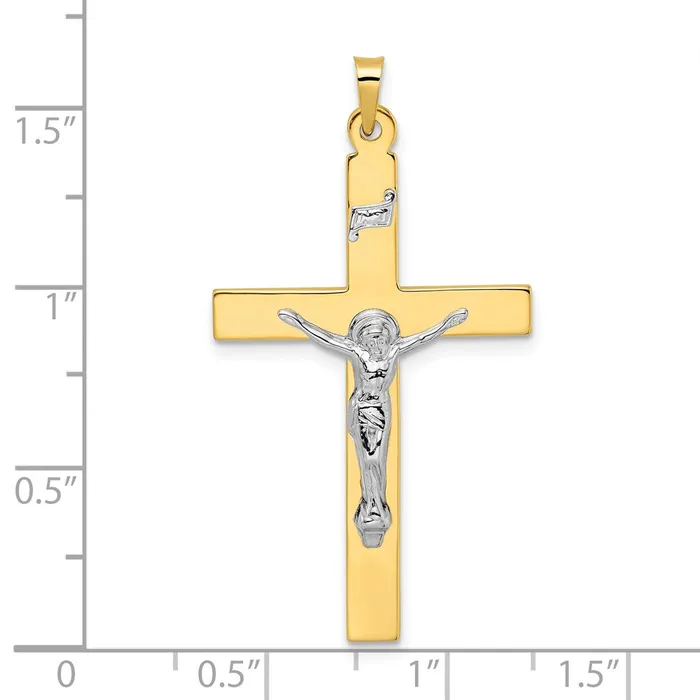 Goldia 14k Twotone Gold Solid INRI Crucifix Pendant Rings