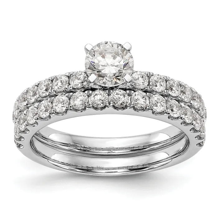 Goldia 14k White Gold 12 Ct Lab Grown Diamond VSSI G Peg Set Engagement Ring Rings