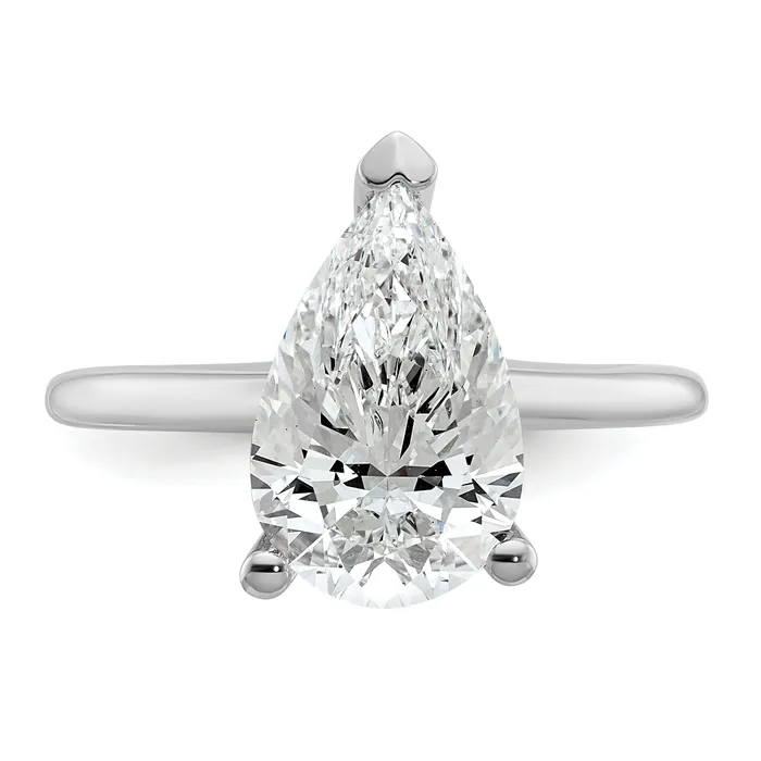 Goldia 14k White Gold 3 Ct Lab Grown Diamond VSSI G Pear Solitare Engagement Ring Rings