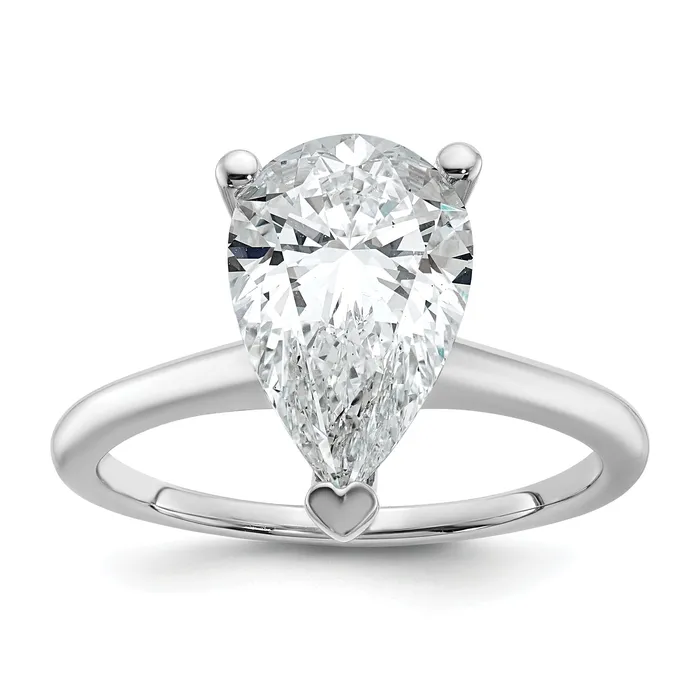 Goldia 14k White Gold 3 Ct Lab Grown Diamond VSSI G Pear Solitare Engagement Ring Rings