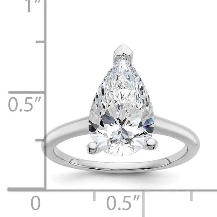 Goldia 14k White Gold 3 Ct Lab Grown Diamond VSSI G Pear Solitare Engagement Ring Rings