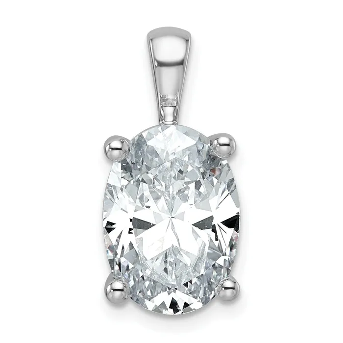 Goldia 14k White Gold 5 Ct Lab Grown Diamond VSSI G Oval Four Prong Pendant Necklaces Goldia 14k White Gold 5 Ct Lab Grown Diamond VSSI G Oval Four Prong Pendant Necklaces