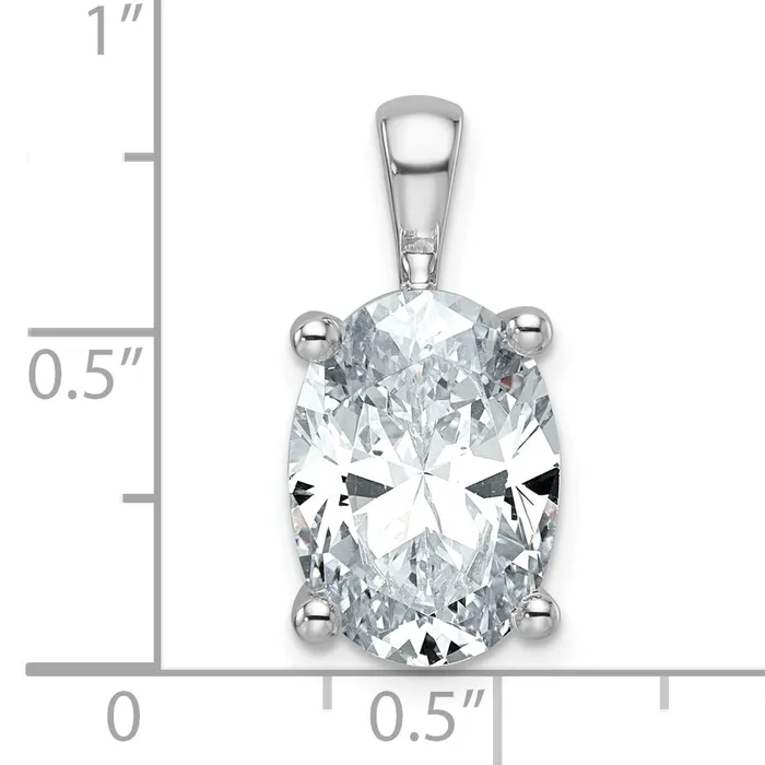 Goldia 14k White Gold 5 Ct Lab Grown Diamond VSSI G Oval Four Prong Pendant Necklaces
