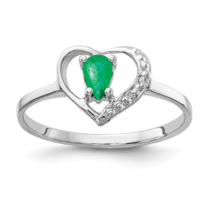 Goldia 14k White Gold 5x3mm Pear Emerald A Real Diamond ring Rings