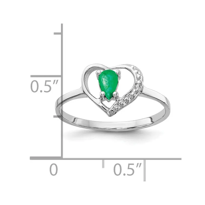 Goldia 14k White Gold 5x3mm Pear Emerald A Real Diamond ring Rings