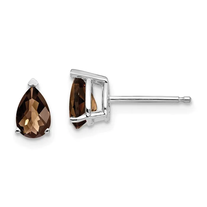 Goldia 14k White Gold 6x4 Pear CheckerCut Smok Yellow Gold Quartz Earrings Earrings