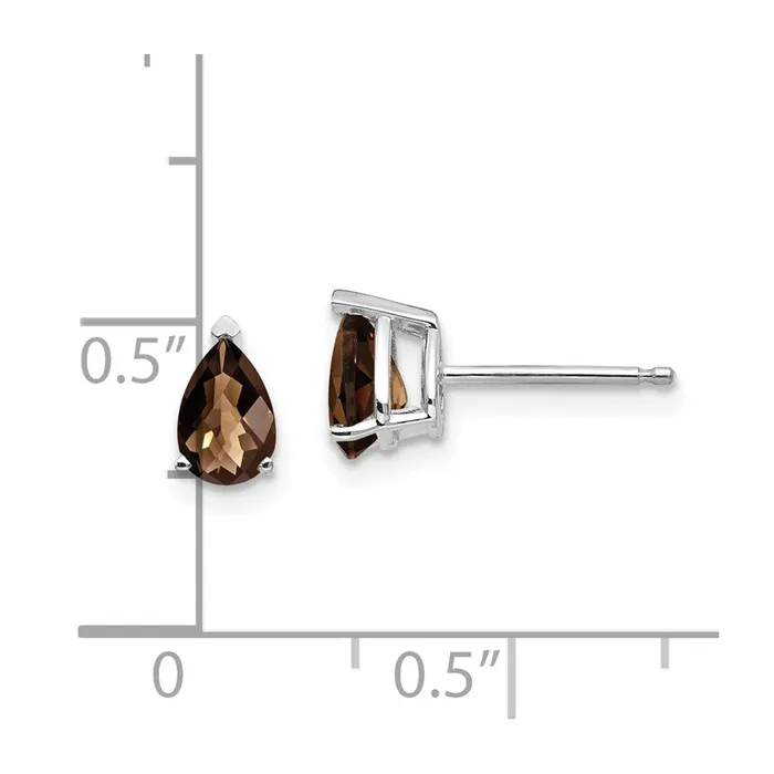 Goldia 14k White Gold 6x4 Pear CheckerCut Smok Yellow Gold Quartz Earrings Earrings
