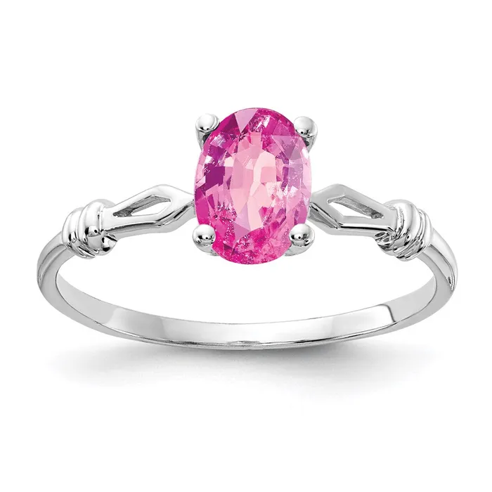Goldia 14k White Gold 7x5mm Oval Pink Sapphire ring Rings
