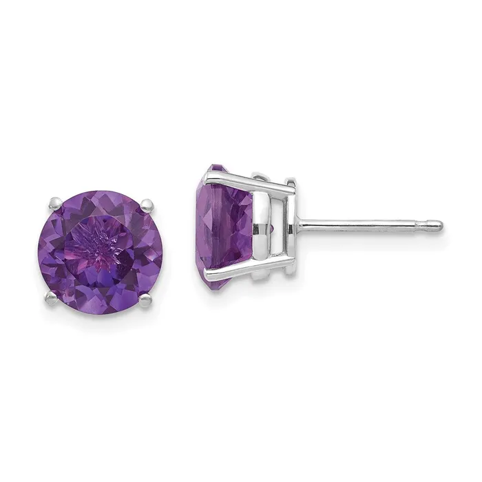 Goldia 14k White Gold 8mm Amethyst Earrings Earrings