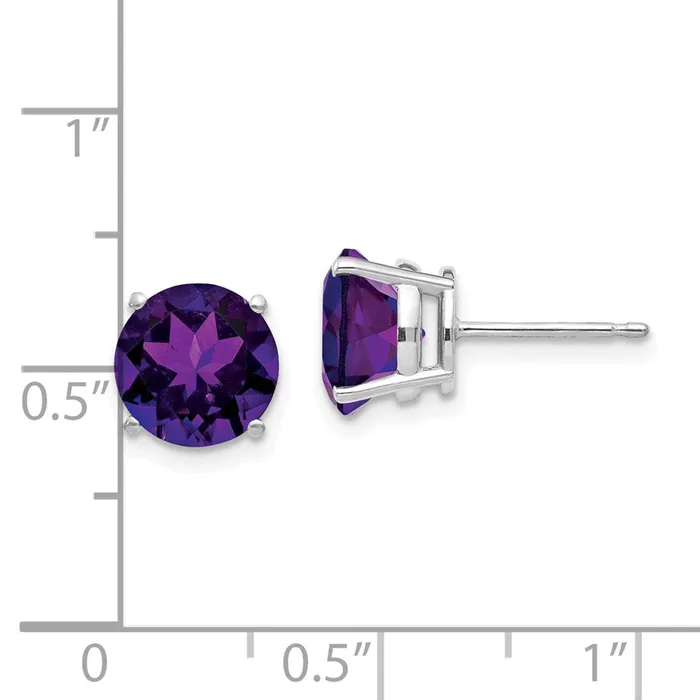 Goldia 14k White Gold 8mm Amethyst Earrings Earrings