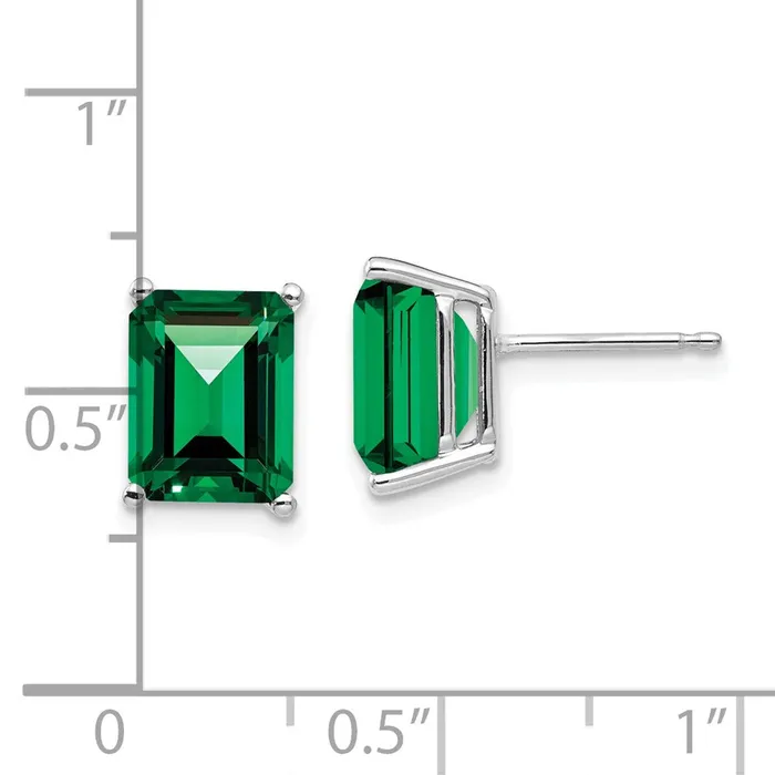 Goldia 14k White Gold 9x7mm Emerald Cut Mount St Helens Earrings Earrings