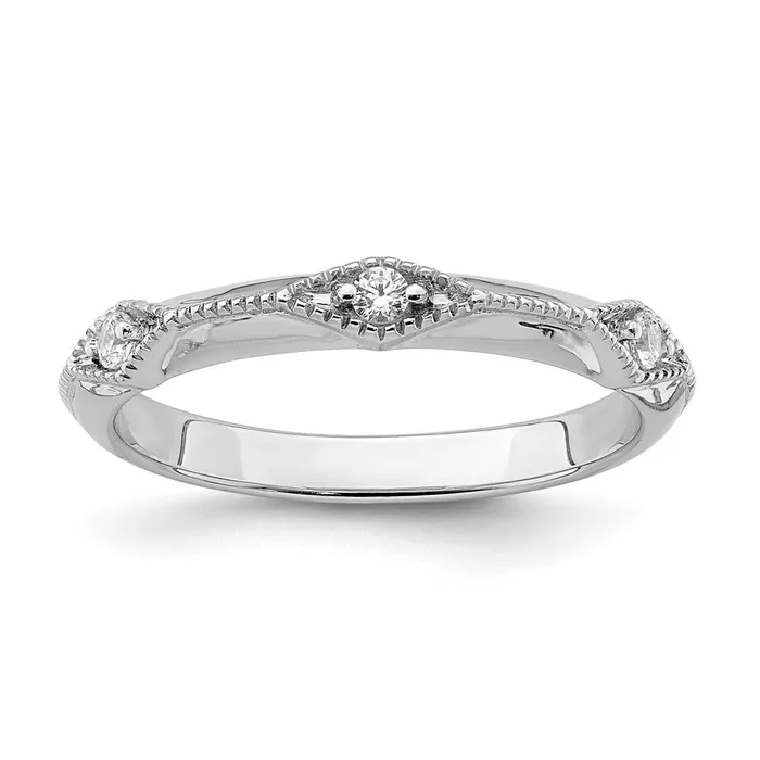 Goldia 14k White Gold Polished Knife Edge Real Diamond Ring Rings