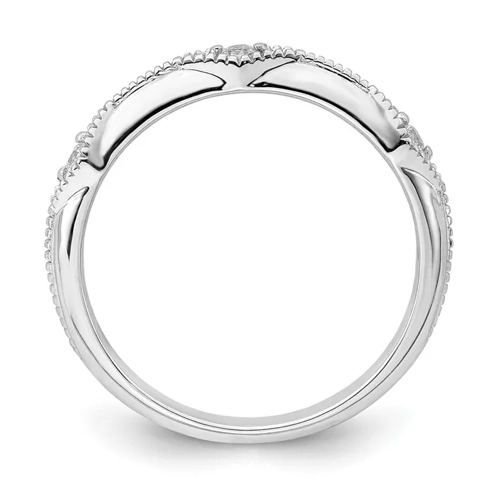 Goldia 14k White Gold Polished Knife Edge Real Diamond Ring Rings