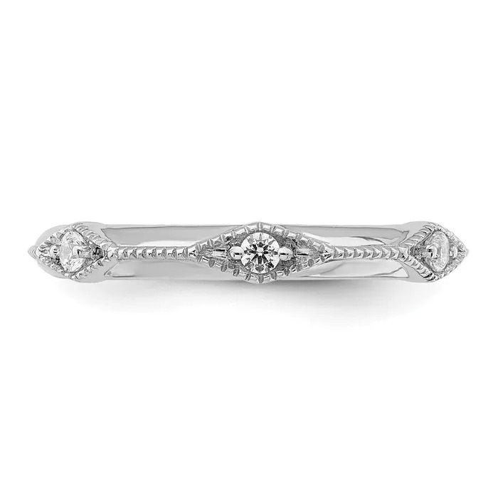 Goldia 14k White Gold Polished Knife Edge Real Diamond Ring Rings