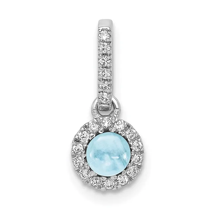 Goldia 14k White Gold Real Diamond and Cabochon 47 Aquamarine Pendant Necklaces Goldia 14k White Gold Real Diamond and Cabochon 47 Aquamarine Pendant Necklaces