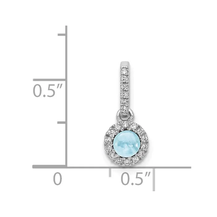 Goldia 14k White Gold Real Diamond and Cabochon 47 Aquamarine Pendant Necklaces
