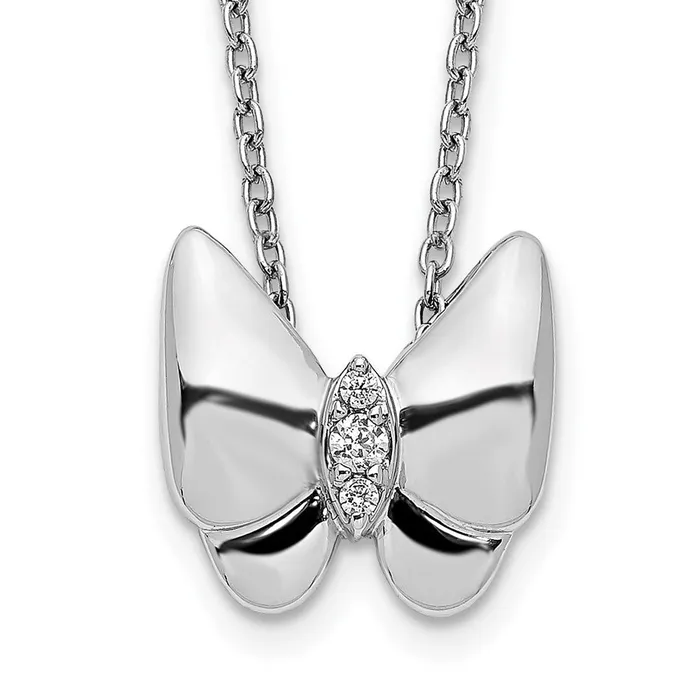 Goldia 14k White Gold Real Diamond Butterfly Necklace Necklaces