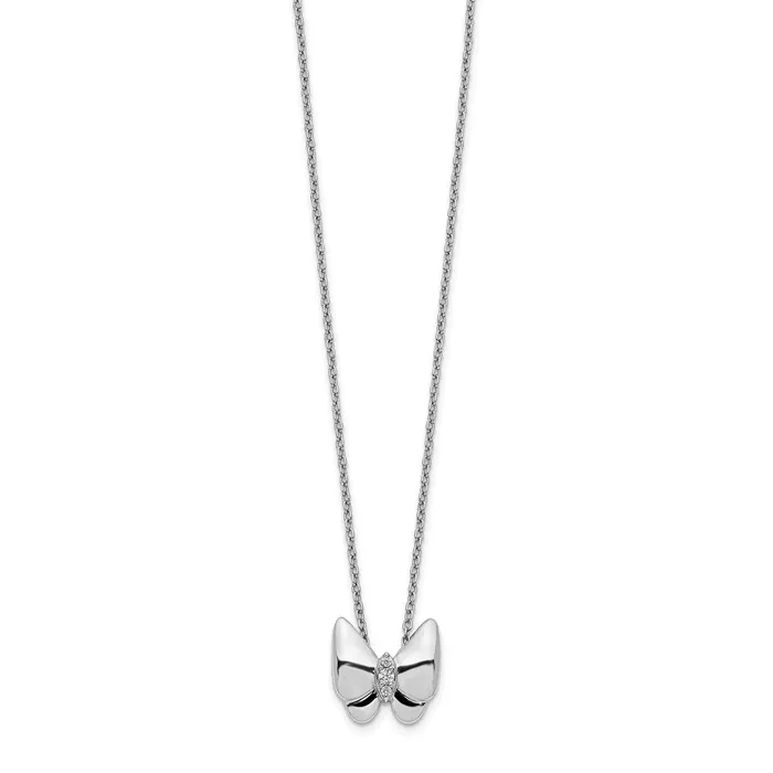 Goldia 14k White Gold Real Diamond Butterfly Necklace Necklaces