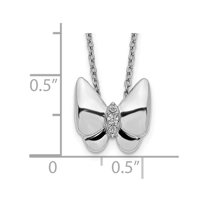 Goldia 14k White Gold Real Diamond Butterfly Necklace Necklaces