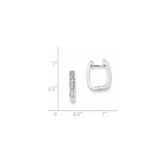 Goldia 14k White Gold Real Diamond Complete Hinged Hoop Earrings Earrings