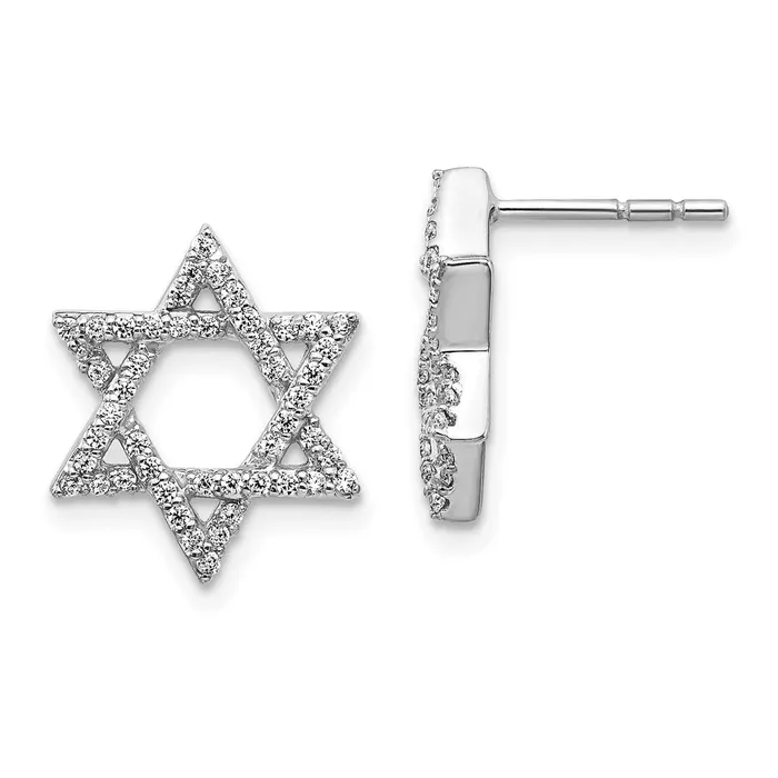 Goldia 14k White Gold Real Diamond Star of David Earrings Earrings