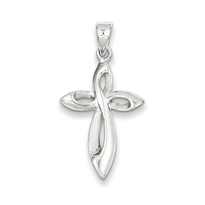 Goldia 14k White Gold Satin wPolished Figure 8 Cross Pendant Necklaces