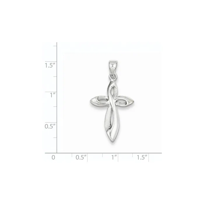 Goldia 14k White Gold Satin wPolished Figure 8 Cross Pendant Necklaces