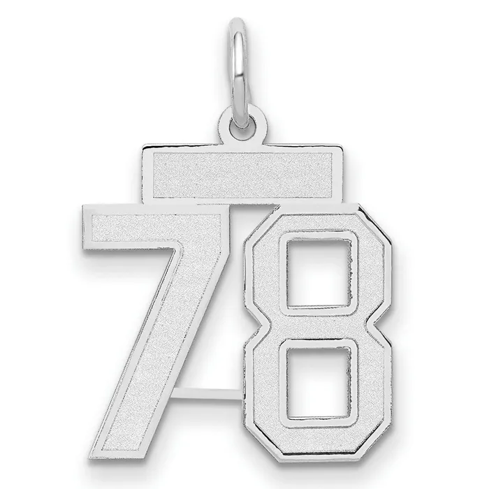Goldia 14k White Goldw Small Satin Number 78 Charm Charm Necklaces