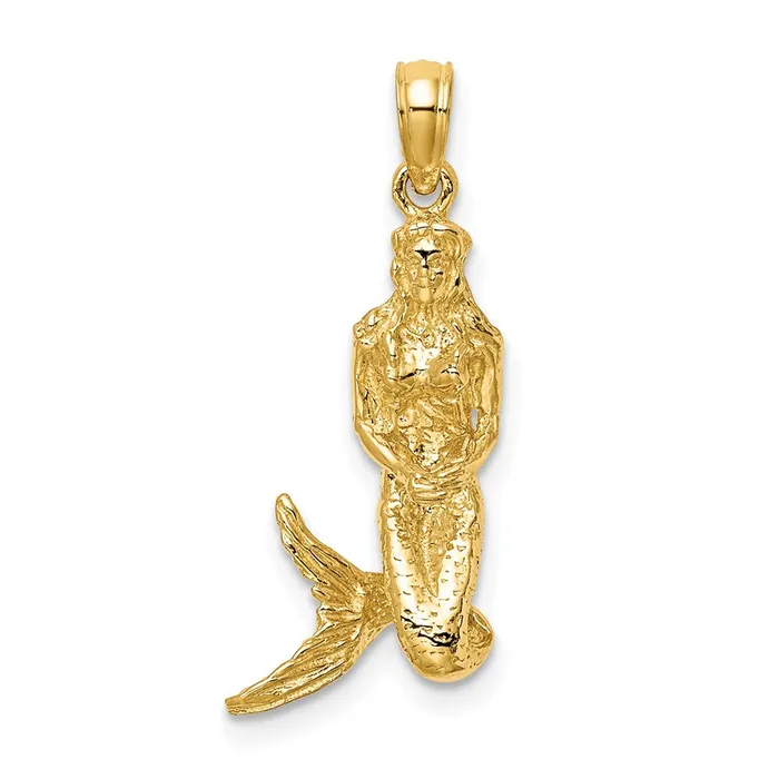 Goldia 14k Yellow Gold 3D Mermaid Charm Charm Necklaces