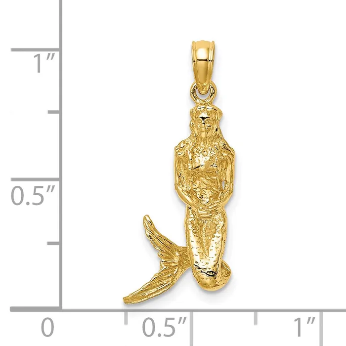 Goldia 14k Yellow Gold 3D Mermaid Charm Charm Necklaces