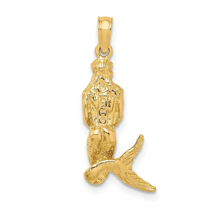 Goldia 14k Yellow Gold 3D Mermaid Charm Charm Necklaces