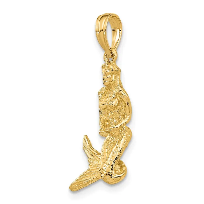 Goldia 14k Yellow Gold 3D Mermaid Charm Charm Necklaces