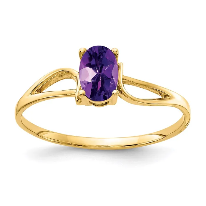 Goldia 14K Yellow Gold 6x4mm Oval Amethyst ring Rings