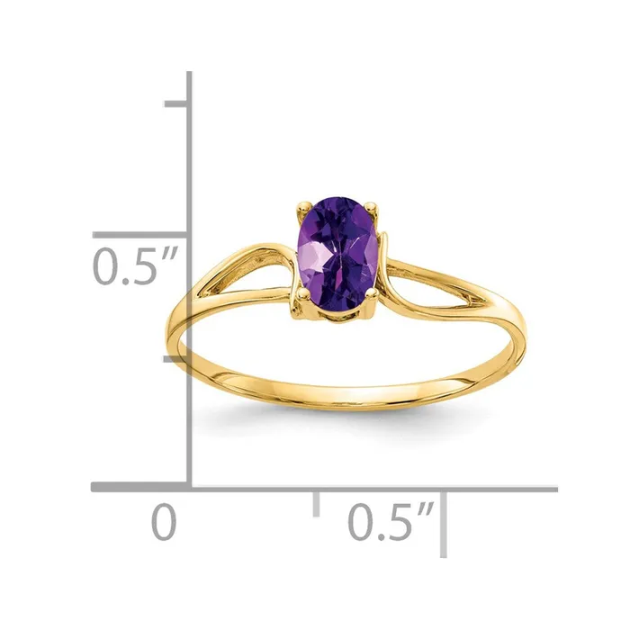 Goldia 14K Yellow Gold 6x4mm Oval Amethyst ring Rings