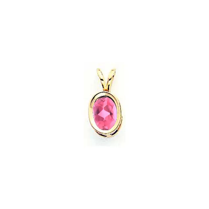Goldia 14k Yellow Gold 7x5mm Oval Pink Tourmaline bezel pendant Necklaces