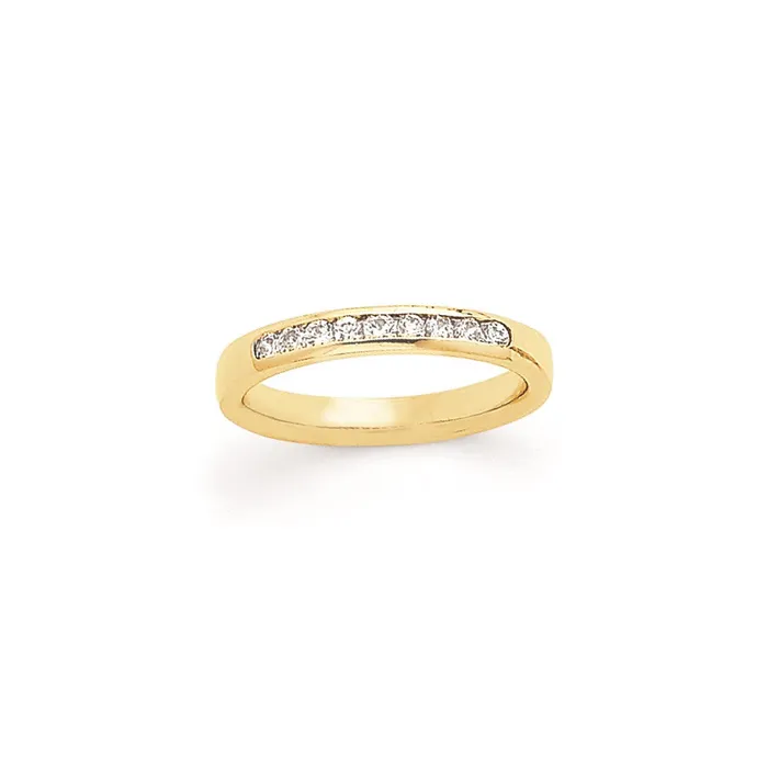 Goldia 14k Yellow Gold 9Stone Diamond Channel Band Rings