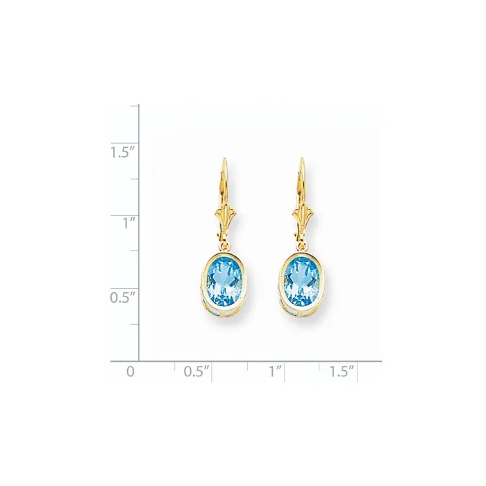 Goldia 14k Yellow Gold 9x7mm Oval Blue Topaz Leverback Earrings Earrings