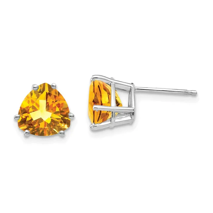 Goldia 14k Yellow Gold Citrine Trillion Stud Earrings Earrings