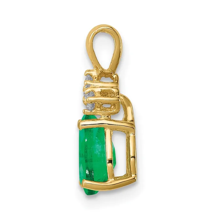 Goldia 14K Yellow Gold Emerald Real Diamond pendant Necklaces