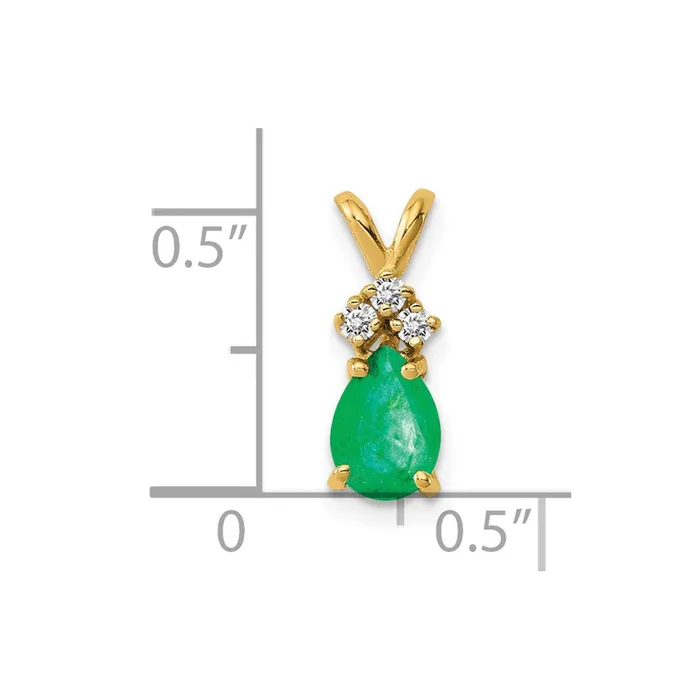 Goldia 14K Yellow Gold Emerald Real Diamond pendant Necklaces