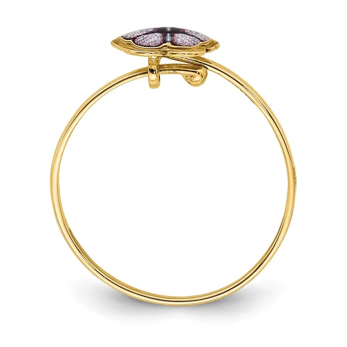 Goldia 14K Yellow Gold Enamel Butterfly Childrens Ring Rings